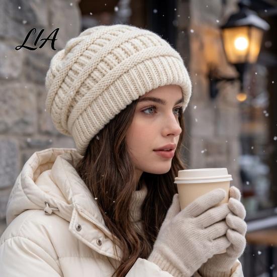 Winter Knit Beanies Slouchy Knitted Hat, Unisex Warm Beanies, Stretchy Soft Headwear for Men And Women Cozy Hat Cold Weather Cycling Skiing