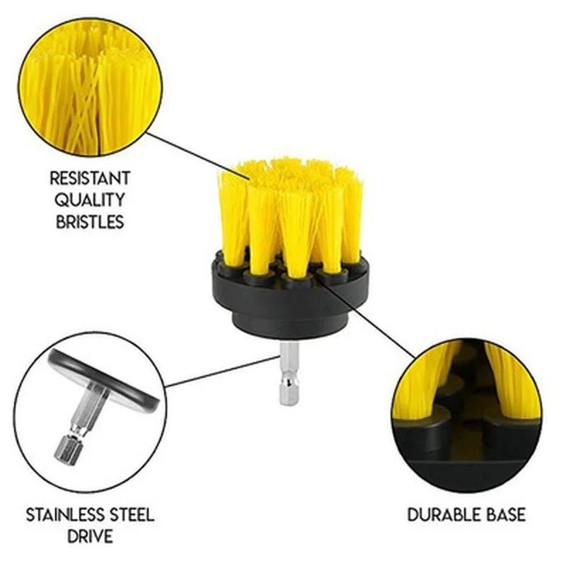 3Pcs Drill Brush Attachment Set Cordless Power Scrubber Brushes Multifunctional Cleaning Tools For Bathroom & Household Use