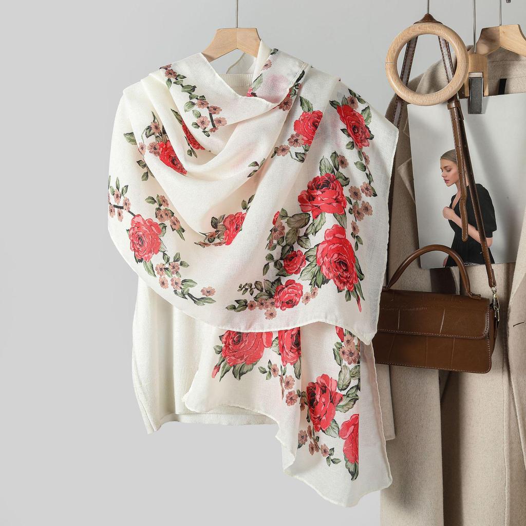 Женский платок с этническим принтом Синьцзяна - Ретро стиль для весенне-осенних путешествий