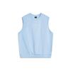 Weekend Youth Retro Loose Fashion Casual Sleeveless Letter Round Neck Vest Unisex Tops Sky-Blue AVSU493-5