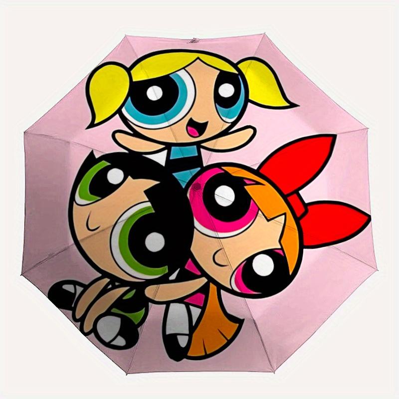 1pc Powerpuff Girls Automatic Umbrella - 8-Rib Foldable Design, Outdoor Adventures, and Family Celebrations, Durable Canopy Material y250827111