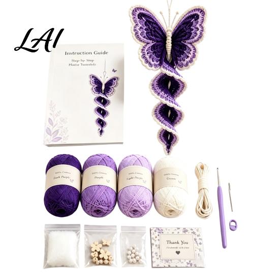 DIY Butterfly Bee Ladybug Project Crochet Garden Animal Spiral Hanging Kit Beginner Friendly Swing Creative Hobby Gift for Crafters Hummingbird