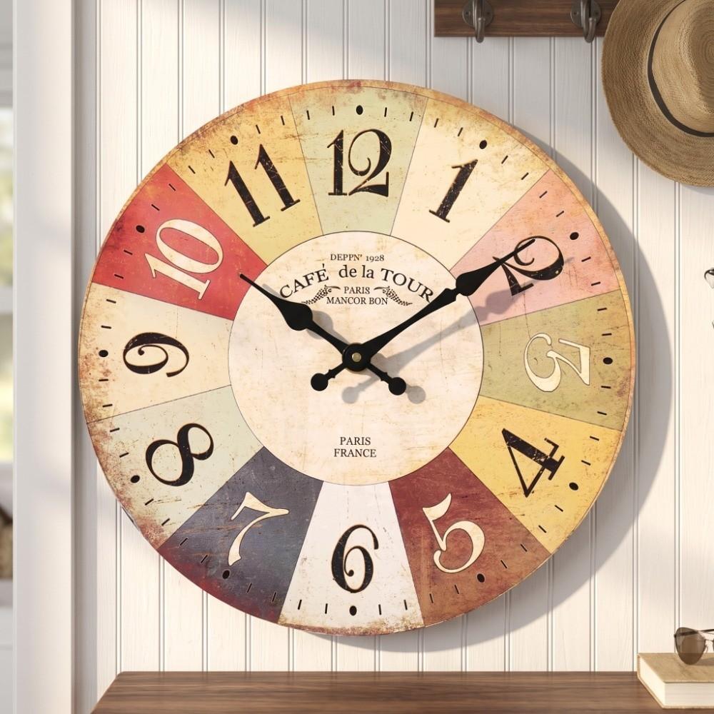 Quartz Movement Round Wall Clock Battery Operated Home Office Clock Vintage Wall Clock  Home Office