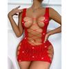 Sexy Lingerie Shiny Rhinestone Hollow Temptation Sling Exotic Body Female Short Night Dress Slim Sexy Dress Erotic Underwear