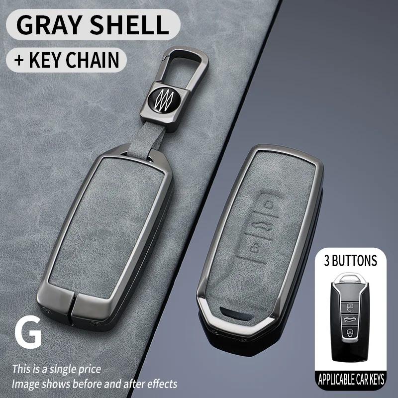 Styling Mouldings Leather Car Key Cover Case for VW Volkswagen Touareg 2018 2019 2020 2021 3 Buttons Keyless Entry Remote Protec
