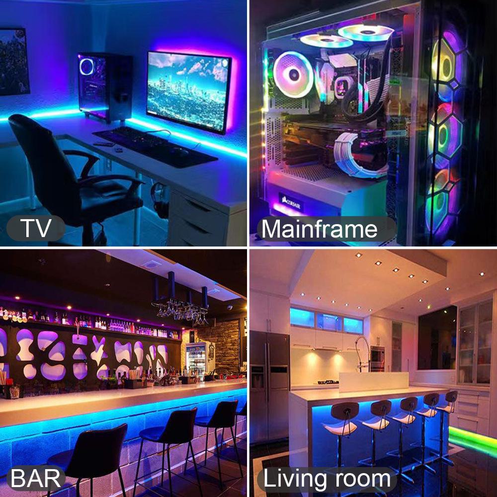 Светодиодная лента для подсветки телевизора 5В USB с 5050 RGB, синхронизацией с музыкой по Bluetooth, голосовым управлением и управлением через мобильное приложение