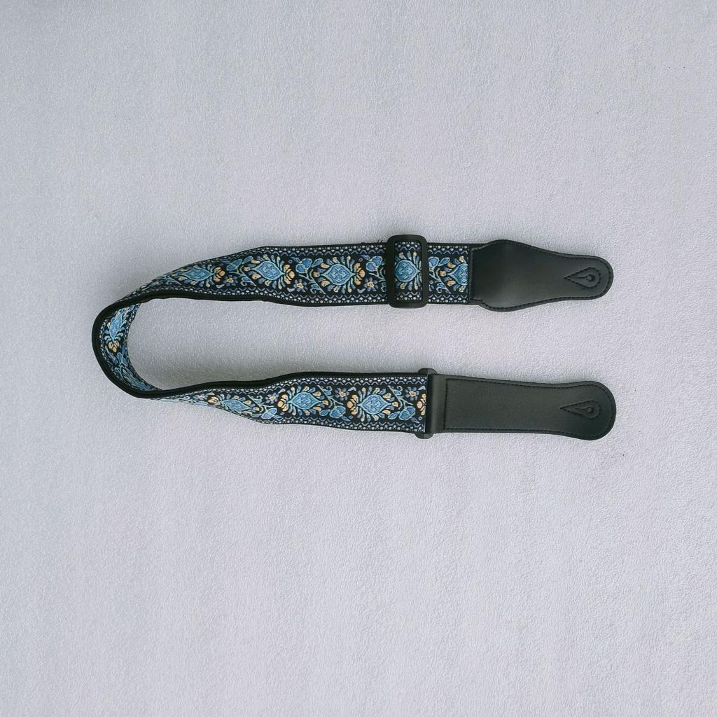 Регулируемый кожаный и тканевый гитарный ремень в этническом стиле с различными узорами для акустических и бас-гитар