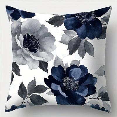 Blue And White Floral Pillowcase ,Sofa Bedroom Cushion Cover, Single-Sided Printing, Without Pillow Core