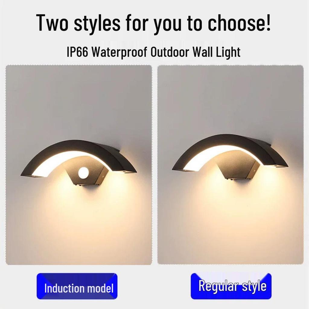 Светодиодный водонепроницаемый настенный светильник с датчиком движения для наружного/внутреннего использования - Дизайн в форме луны для дворов, балконов и дверных проемов.