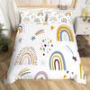 Lovely Rainbow Duvet Cover Sun Crown Cloud Rain Bedding Set Stick Figure Art Comforter Cover Kids Bedroom Polyester Quilt Cover