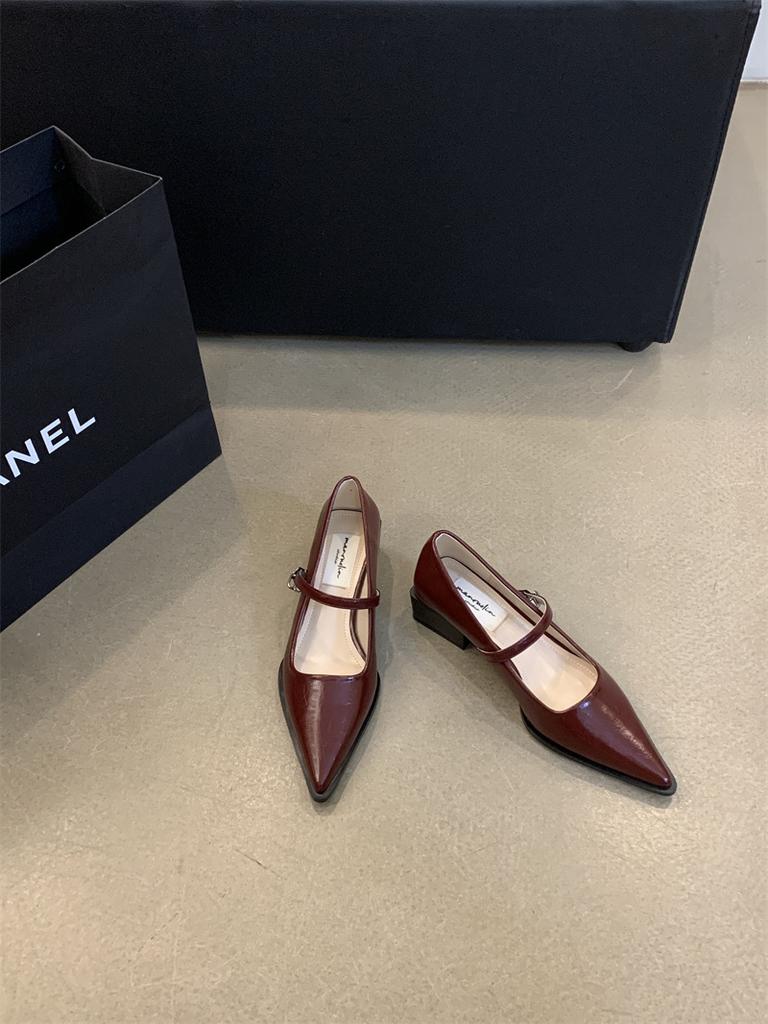 Туфли Мэри Джейн в стиле ретро на толстом каблуке, весенние и осенние, модные, с неглубоким острым носком, женские, удобные, офисные туфли-лодочки