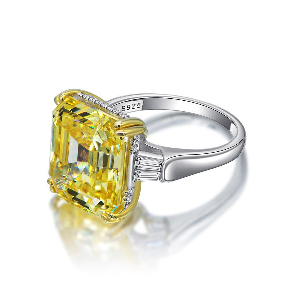 TanciseS925 Sterling Silver Square Ring Synthesized 7A Zircon Luxury Diamond.