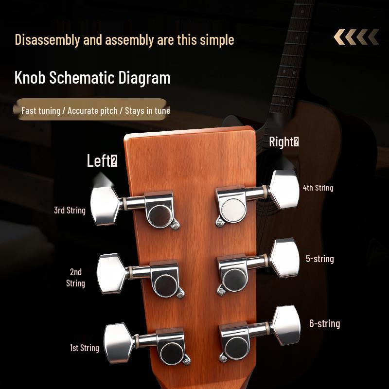 Металлические колки для акустической гитары с деревянным инструментом для нанизывания струн - Полностью закрытые аксессуары для классической гитары