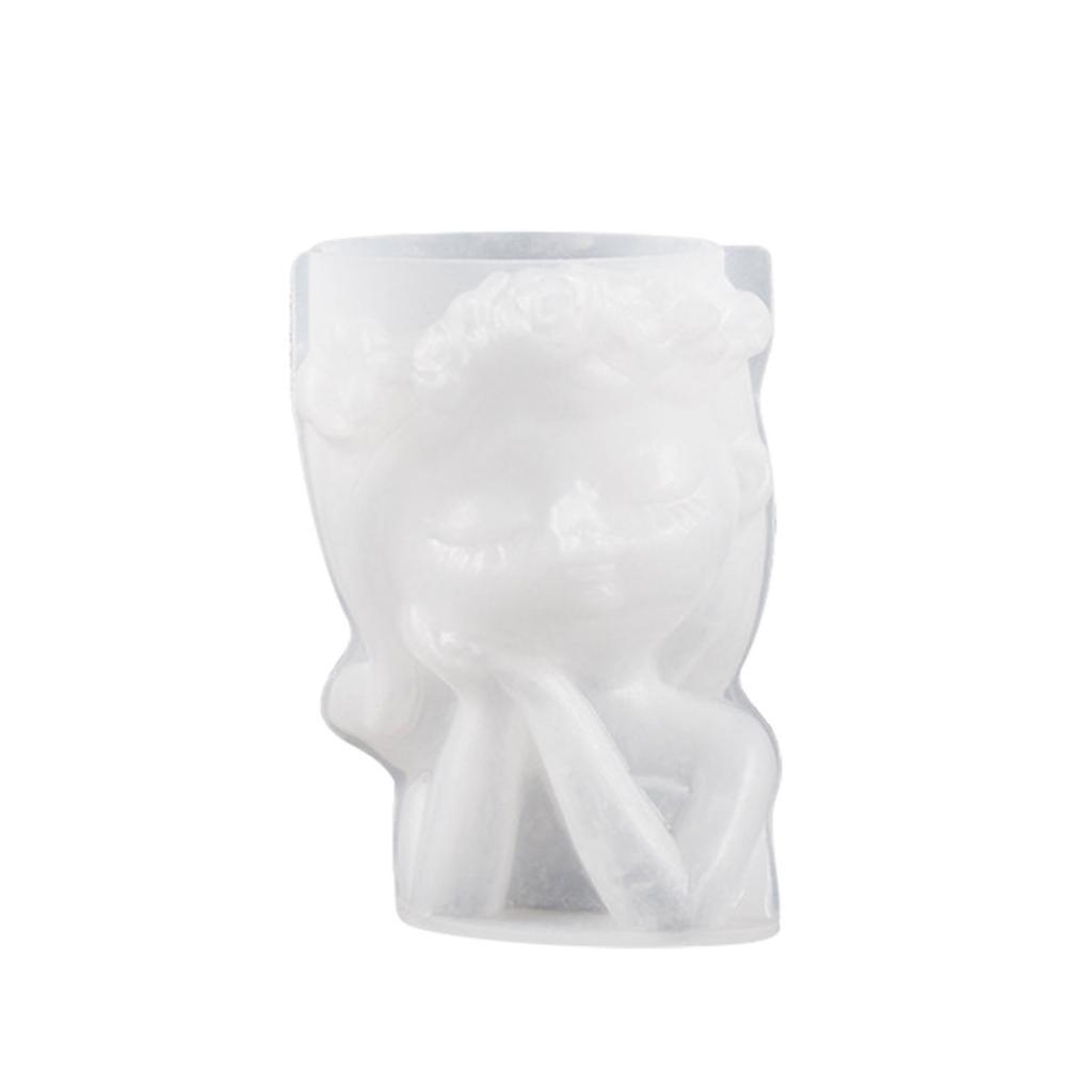 Cute Girls Pen Holder Flower Pot Silicone Molds Epoxy Resin Mold DIY Succulent Planter Mold for DIY Resin Decors