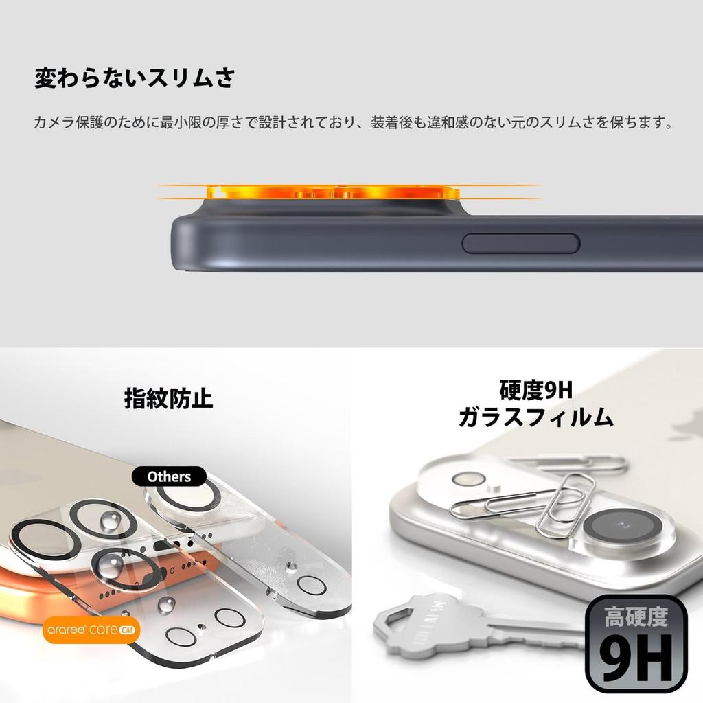 araree CORE CM Camera Lens Protector Glass Film for iPhone Air Integrated Full Cover 9H Hardness Shatterproof AR28002i17A