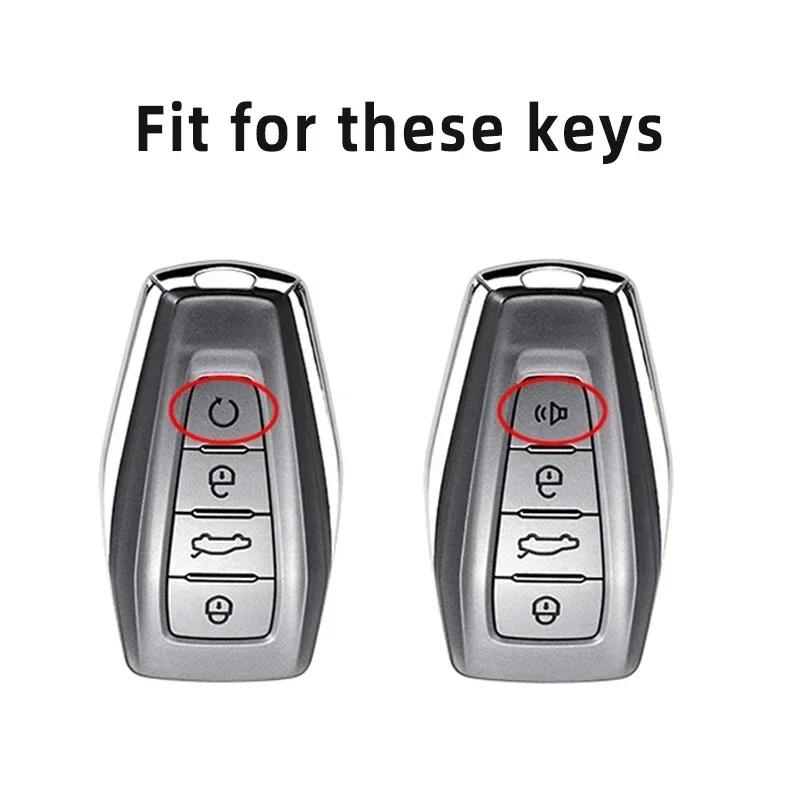4 buttons Metal + silicone car key case cover shell for Renault Grand Koleos Geely Coolray X6 Emgrand 2024 2025 Accessories