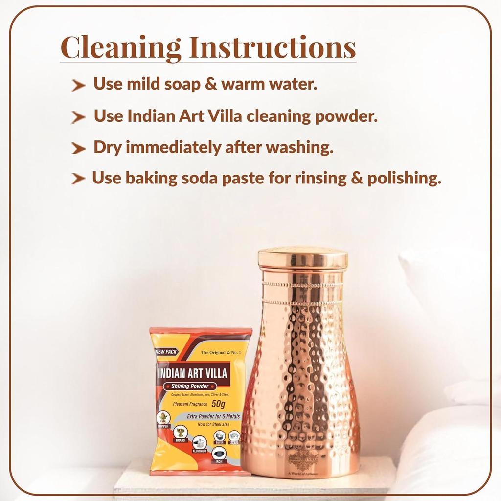 Бутылка для воды из чистой меди для спальни со встроенным стеклом, дизайн с чеканным блеском, для питья и хранения, 950 мл (Пакет из 1)