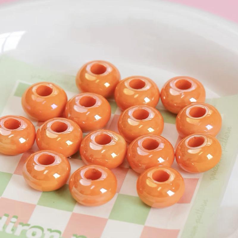 10 шт. 14 мм акриловые цветные счеты с большим отверстием, отдельные бусины, сделай сам, ручная работа, цепочка для мобильного телефона, аксессуары для волос, ожерелье, материал из бисера