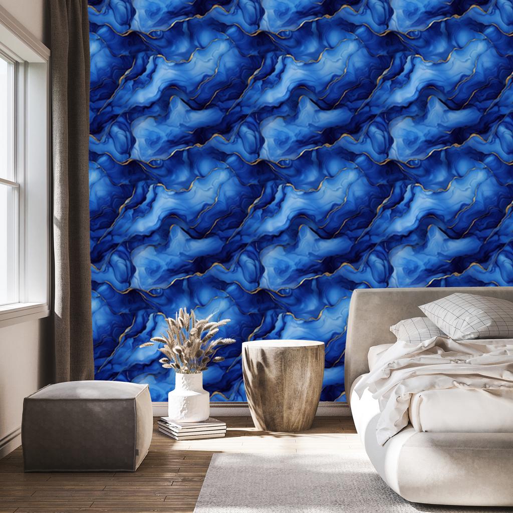 Wallpaper Ink blue, navy blue, azure and gray 50x1000