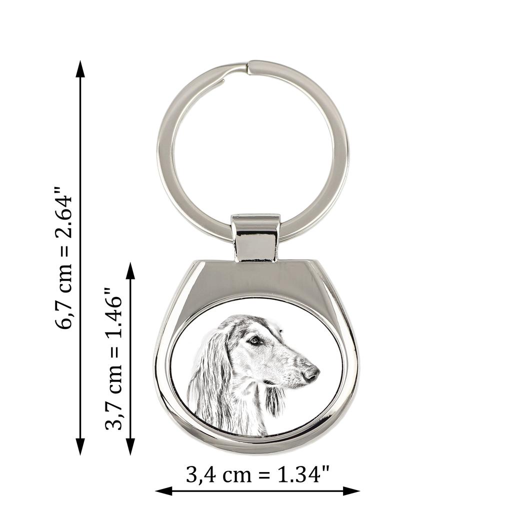 Салюки, Персидская борзая, Арабская борзая, Газелья гончая I - брелок с собакой, брелок с принтом, именная подвеска от бренда Art-Dog