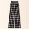 Women's Elastic Waist Plaid Wide-Leg Casual Pants