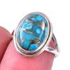 Natural Blue Copper Turquoise Gemstone 925 Solid Sterling Silver Ring S.6 R0W90