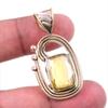 Natural Citrine Gemstone 925 Solid Sterling Silver Two Tone Pendant 1.50'' J9C35