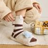 1 пара носков для сна, мультяшный дизайн с животными, утолщенные теплые зимние носки из кораллового флиса, средней длины, нескользящие, для дома, зимние