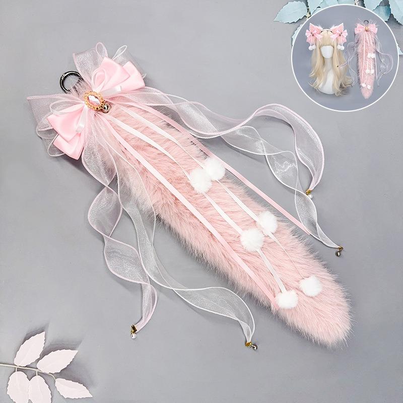 Ободок на голову с волчьими ушками, плюшевый хвост, антикварный лисий хвост, косплей, ручная работа, звериные ушки, волчьи ушки, костюм с хвостом