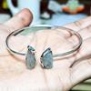 Браслет из необработанного аквамарина, ювелирные изделия ручной работы, серебро 925 пробы, браслет-манжета, браслет-бэнгл