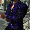 2023 Men's Printed Long Sleeve Shirts Casual Cardigan New Button Holiday Fashion Shirts