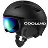 Odoland Ski Helmet Set with Snowboard Dial Size Glasses Double Spherical Impact UV and Size M Goggles, Helmet, Adjustment, Compatible, Lens,