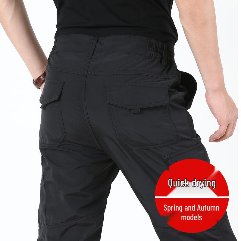 Мужские водонепроницаемые быстросохнущие брюки с несколькими карманами для активного отдыха - Свободный крой, Ветрозащитные, Весна/Осень, Размер S-105