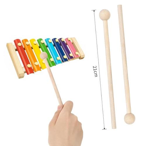 2 Xylophone Mallets, Wooden Mallets, and Hammers for Making Xylophones, Bells, Woodblocks, and Bells (2 Maple Pieces)