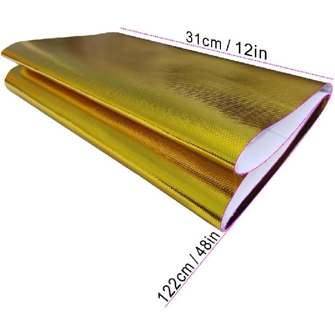 12'' X 48'' Золотая клейкая теплоотражающая лента-обертка, совместимая с тепловым барьером, с клейкой основой, тепловая манжета, до 2000 градусов по Фаренгейту
