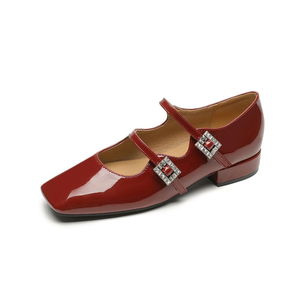 Weiwei girl 6331-3 туфли Мэри Джейн с квадратным носком, французские, с мелким ароматом, с неглубоким вырезом, ремешком с пряжкой на один ремешок, на толстом каблуке, одинарные туфли, женские