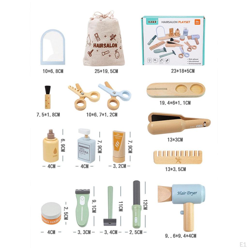 Hair Salon Toys for Girls Pretend Styling Set Simulation with Storage Bag Blow Dryer Play