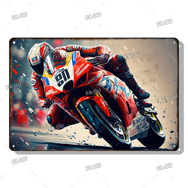 F1 Motorcycle Racing Vintage Metal Poster Racer Athlete Retro Tin Sign Auto Club Wall Art Decoration Plaque Home Decor Aesthetic
