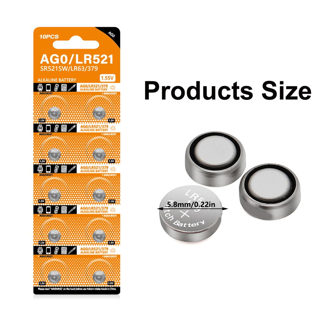 10 шт. батарейки AG0 SR521SW LR521 SR521 AG521 S521E 521A SG-521S SR63 GP379 V379 379X D379 379L 379LD для часов