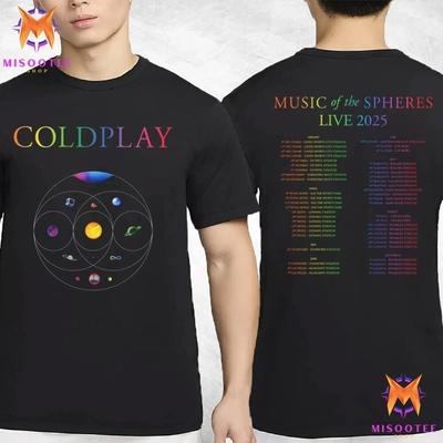 Новая футболка с логотипом мирового тура Coldplay Music Of The Spheres 2025 Размер S-4XL Унисекс Футболка С графическим принтом
