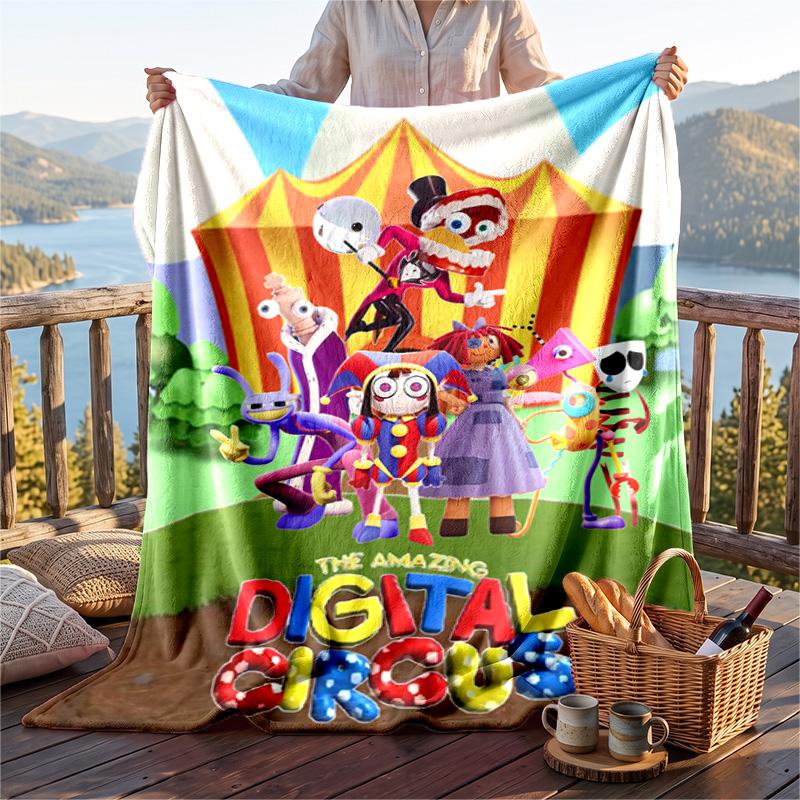 Warm Flannel Blanket The Amazing Digital Circus Pattern, Lightweight Comfortable Throw Blanket for Bed Sofa Use