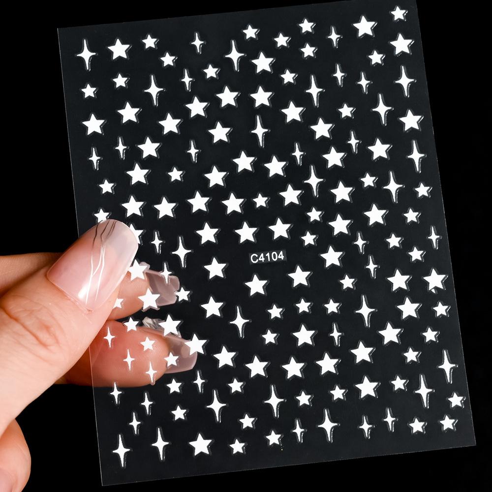 9-Color Pentagram Nail Art Sticker, Laser Gold, Silver, Red Plastic Nail Art Sticker, Color Nail Art Decorative Sticker.