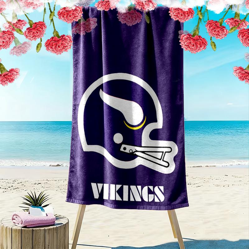 Minnesota Vikings Print Beach Towel, Large Soft Quick Dry Towel for Beach Camping Swimming