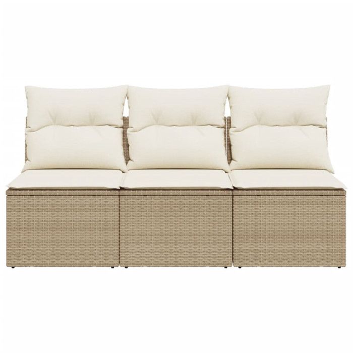VidaXL Canapé de Jardin avec Coussins 3 Places, Siège avec Housse, Meuble de Terrasse Patio Balcon Extérieur, Beige Résine 366077