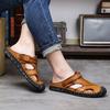 Summer Men's Sandals Classic Genuine Leather Sandals Fashion Outdoor Hiking Shoes Light Breathable Non-slip Sneakers 38-48