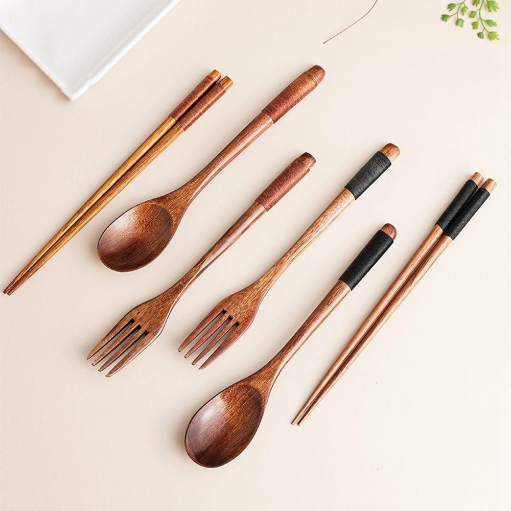 Dinner Kit Wooden Dinnerware Home Tableware Fork Chopsticks Spoon Set Cutlery Utensils Sets