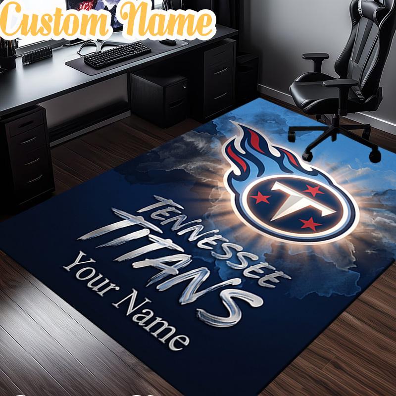 Custom Name Tennessee Logo Art Rug, Office Rug, Chair Rug, Carpet for Living Rooms, Doormat Game Rug Home Decor Christmas Gifts