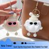 Korean Soot Sprite Keychain with Rex Rabbit Fur Ball - Cute Elf Backpack Charm