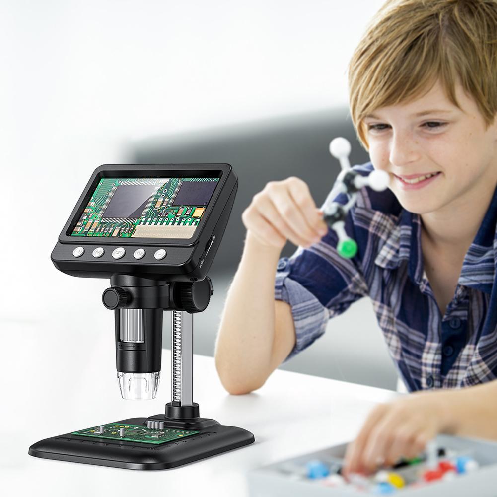4,3-дюймовый HD электронный микроскоп с 8 светодиодами 1000X ручной портативный цифровой лупой 1080P для ремонта печатных плат пайки