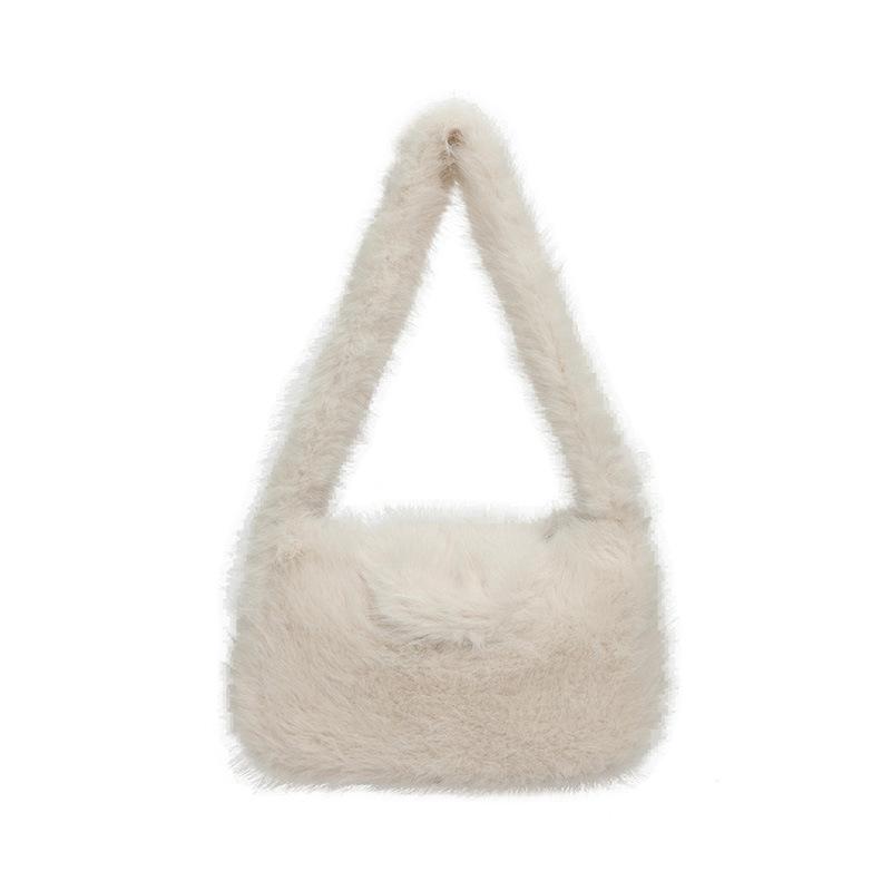 New Autumn and Winter Plush Bag Women's Large-capacity Commuter Bag College Student Fluffy Casual Shoulder Tote Bag